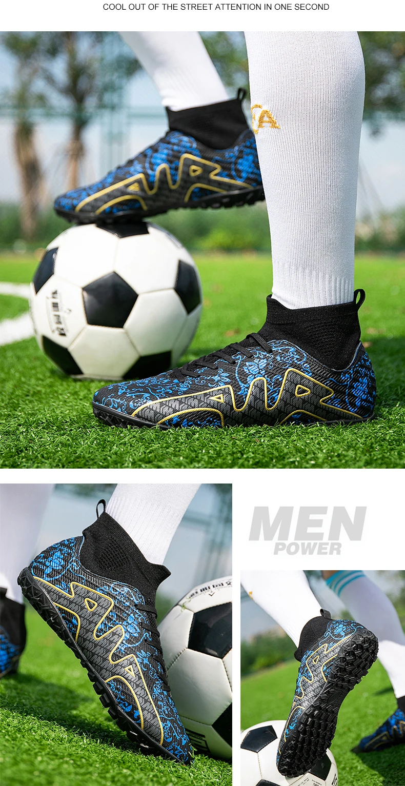 Pantofi de fotbal pentru bărbați, gleznă înaltă, confortabili, antrenament, ghete de fotbal profesionale, ultralejere, antiderapante, respirabile, noi_voghion.com