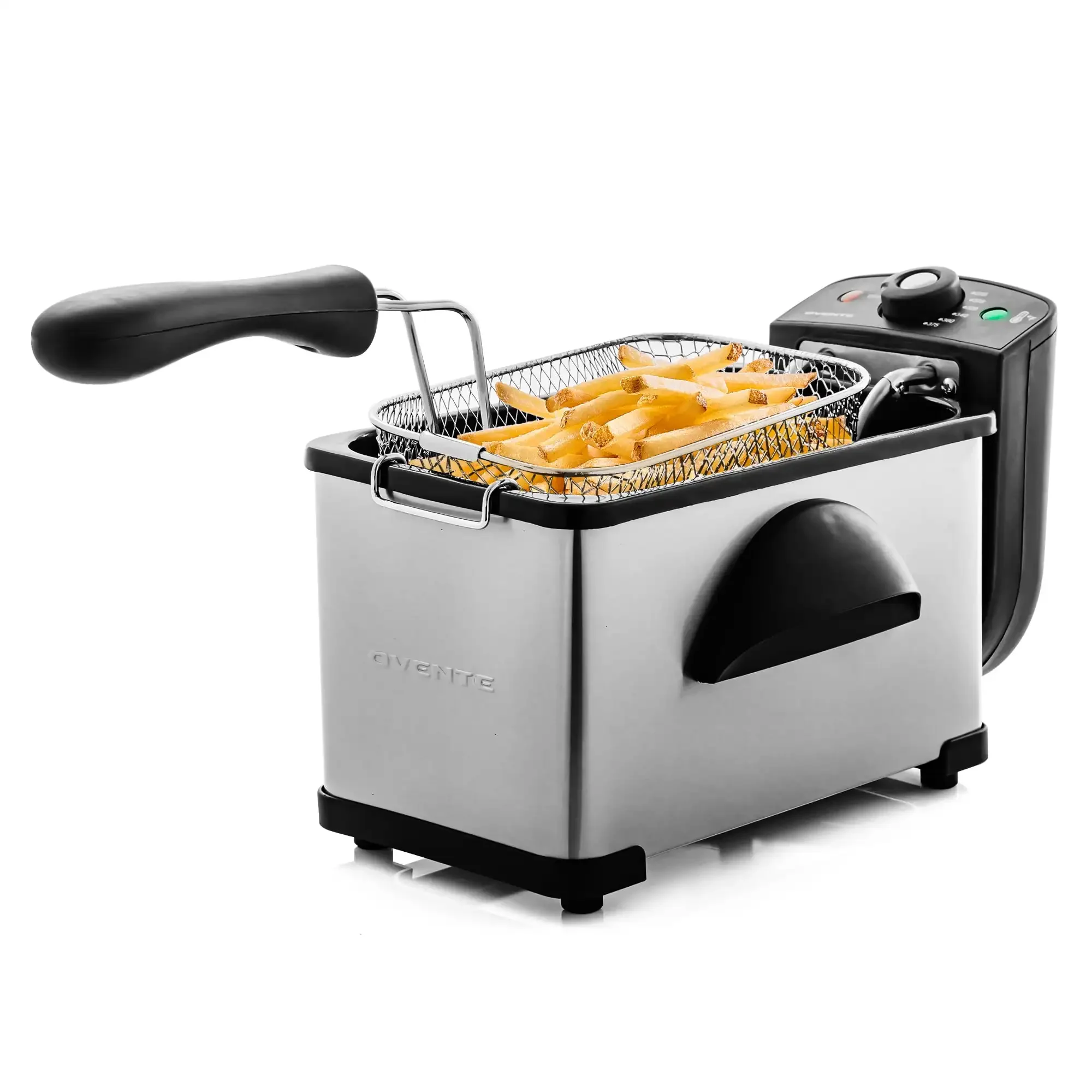 

OVENTE Electric Deep Fryer 2 Liter Capacity, 1500 Watt Lid with Viewing Window and Odor Filter, Adjustable Temperature