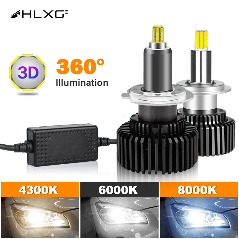 H7 LED Canbus 360 H4 H1 20000LM HB3 HB4 9012 Turbo Bi Led Projector Lens  H11 9005 Car Headlight Bulbs Auto Fog Lamps 6000K HLXG
