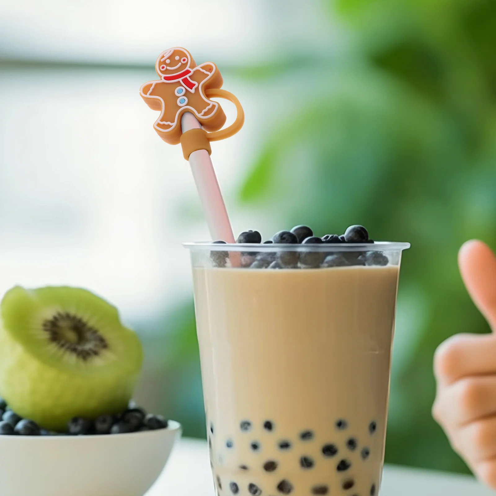 4pcs Creative Christmas Straw Covers For Cup Cute Silicone Shape Drinking Dust Straw Tips Cover Cup Accessories