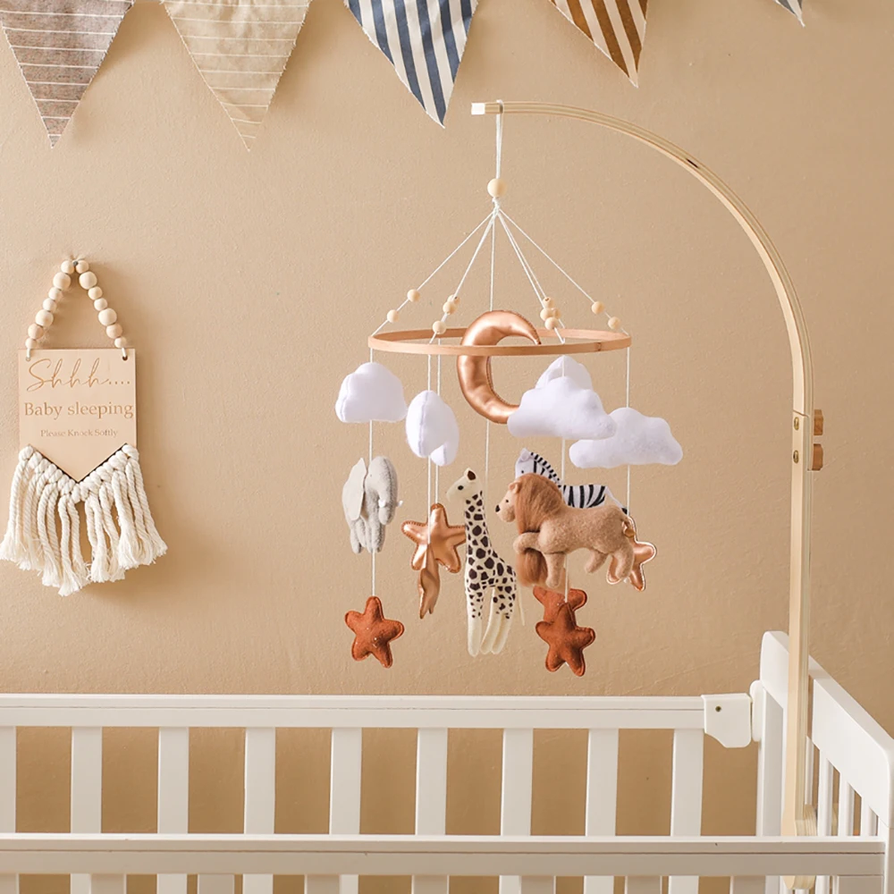 

Baby Bed Bell Hanging Toy 0-12 Months Newborn Wooden Mobile Music Box Rattle Toy Crib Holder Bracket Infant Bed Bell Accessories