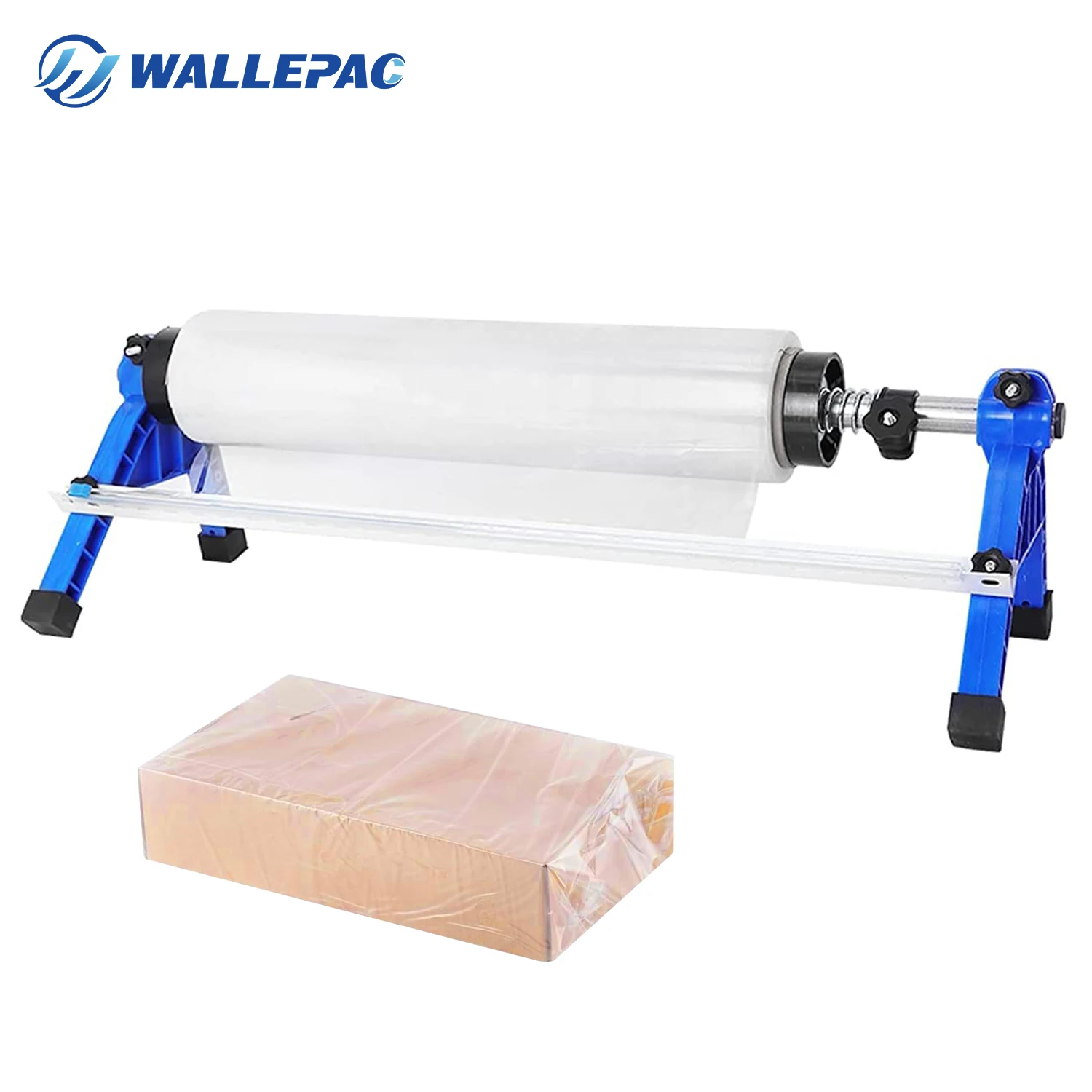 

Wallepac Manual Stretch Film Dispenser Tool 21.65 Inch Adjustable Tension Hand-Hold 2-In-1 Table Pallet Flim Wrapping Machine