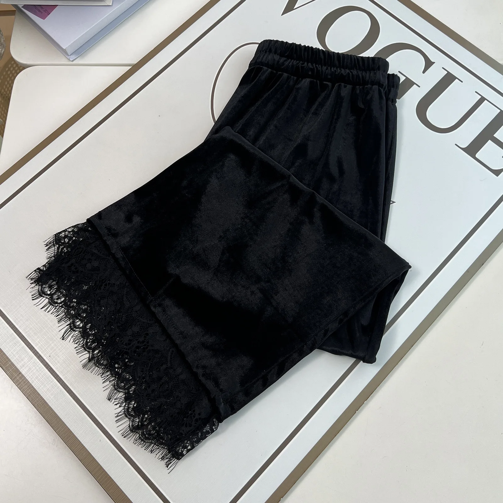 XXXXL Fashion Plus Size Women's Skirts New Retro Lace Stitched Velour 2025 Autumn mid-length Skirt