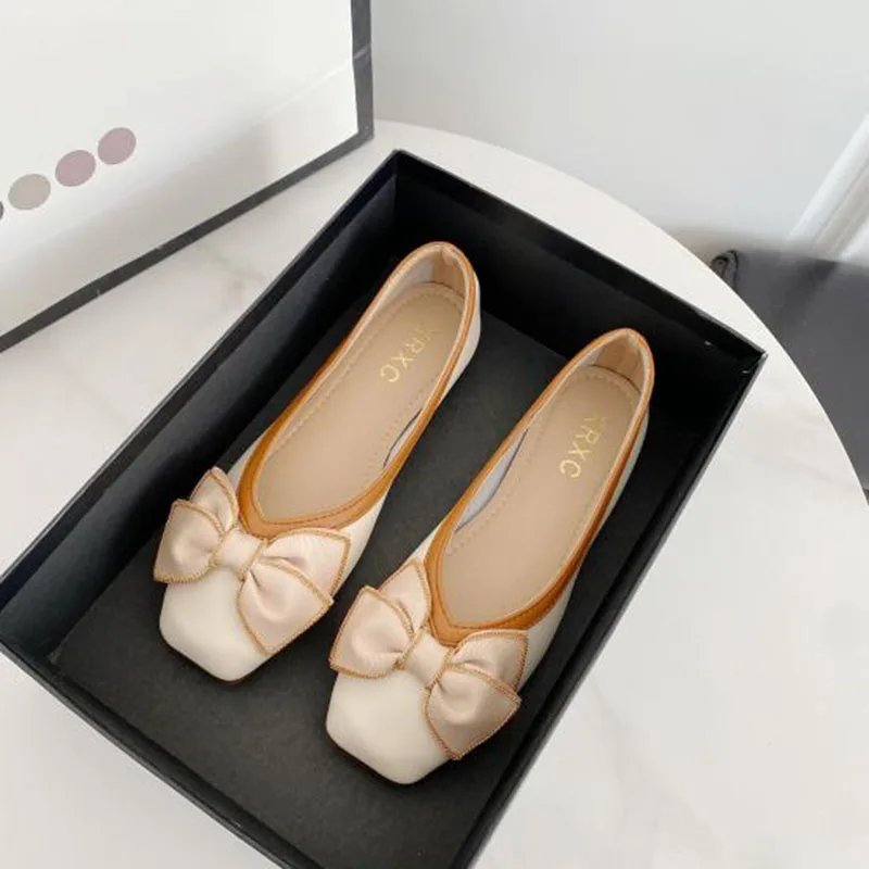Fashion Flats for Women Single Shoes Butterfly-knot Soft Comfortable Women Flats Slip-on Ladies Boat Shoes Plus Size 41 A4883 6