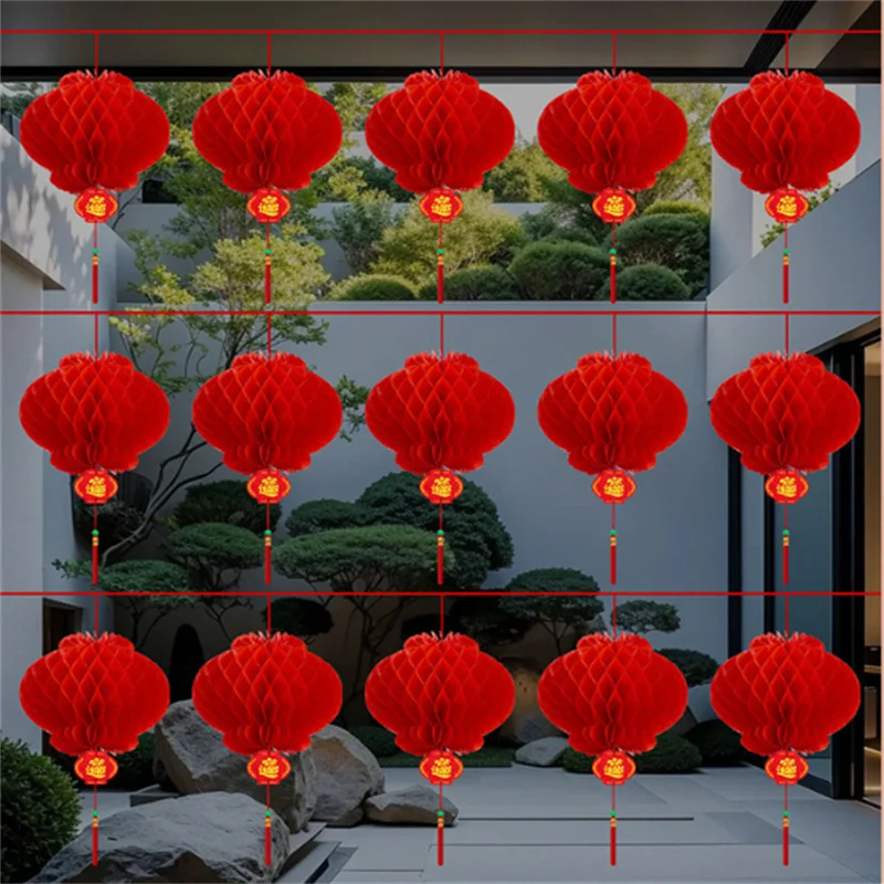 10PCS Chinesische Rote Papier Laternen Frühling Thema Hochzeit Geburtstag Party Decor Chinesische Neue Jahr Urlaub Liefert Hängen Anhänger – Detail 2