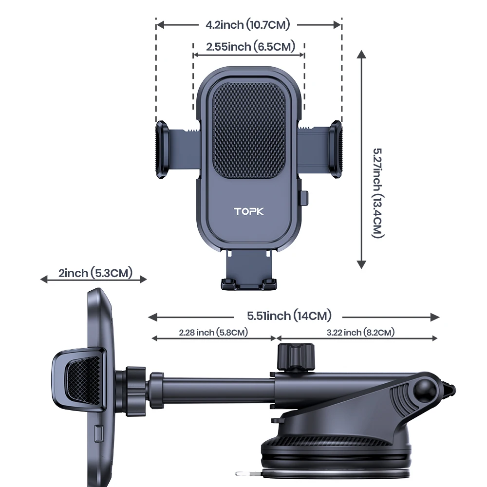 Car Phone Holder Adjustable 360° Rotation Car Phone Mount for Dashboard/Windscre