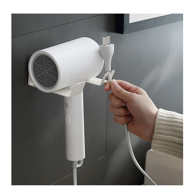 1 PC เครื่องเป่าผมโลหะผู้ถือติดผนัง Punchless Self-กาวเครื่องเป่าผมในครัวเรือน Washroom Dressing Room Rack เครื่องมือ 4
