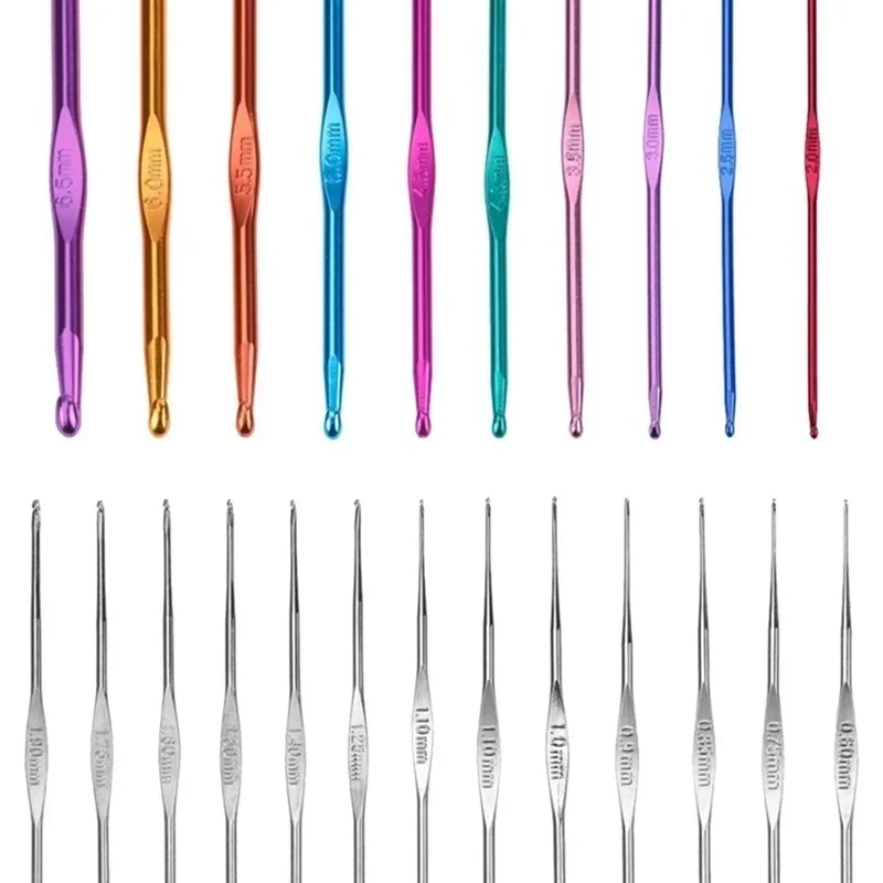Crochet Needles 10/12/29/100Pcs Crochet Hook Set Yarn Crochet Kit Knitting Needles with Ergonomic Handles For Hands