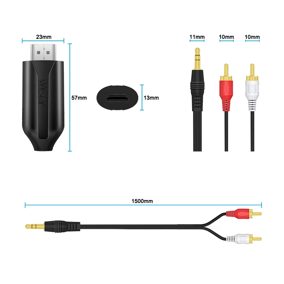(1.5m /4.92FT) HDMI 호환 ARC 오디오 추출기 ARC-L/R 스테레오 3.5mm 잭 HDTV 사운드바용 ARC 리턴 채널 변환기