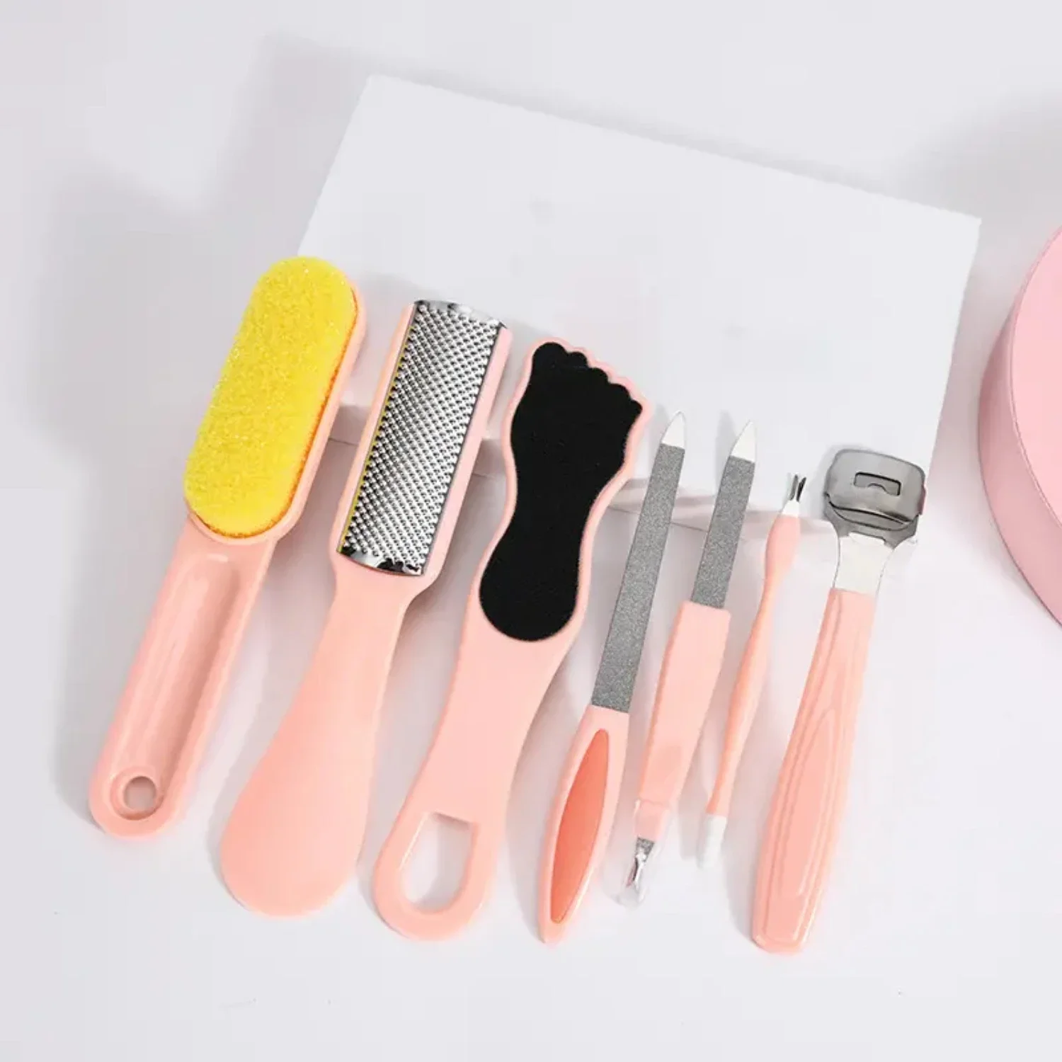Pink Professional 8-In-1 Nail Care Manicure Pedicure Set with Foot Scraper - Includes Callus Skin Remove Shaver and Razor for Sm 2
