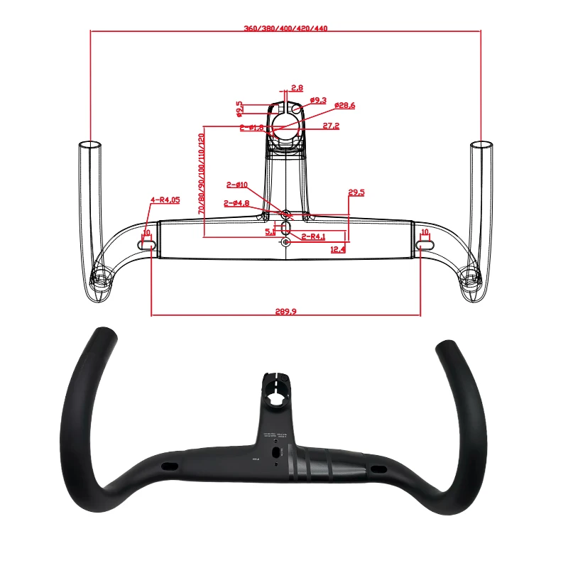 Manubrio Integrato In Carbonio Per Bici Da Strada E Gravel, Passaggio Cavi Interno (universale, 2 Anni Garanzia)