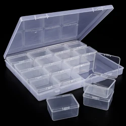 Compact 30-Piece Clear Bead Storage Organizer with Hinged Lids (16 pieces)