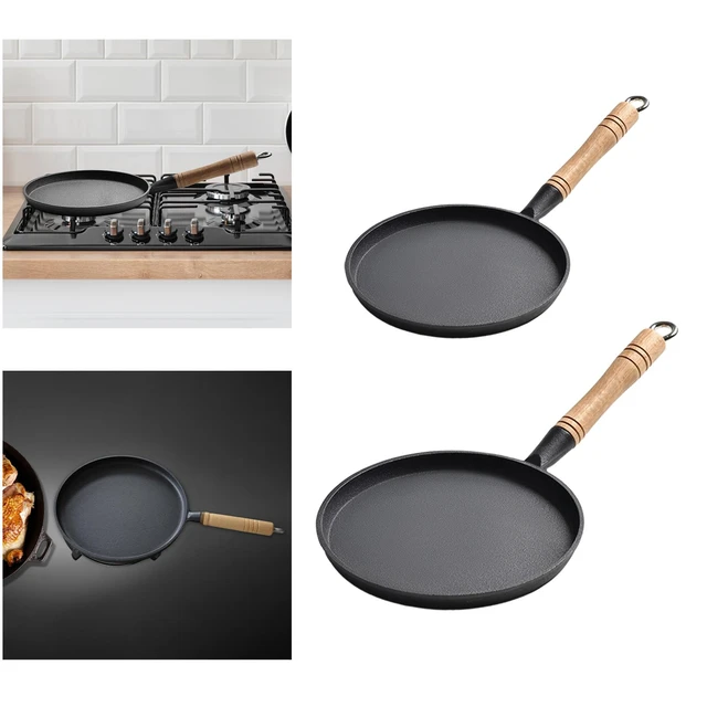 Round Griddle Pan Steak Grill Pans Cast Iron Frying Pan for BBQ