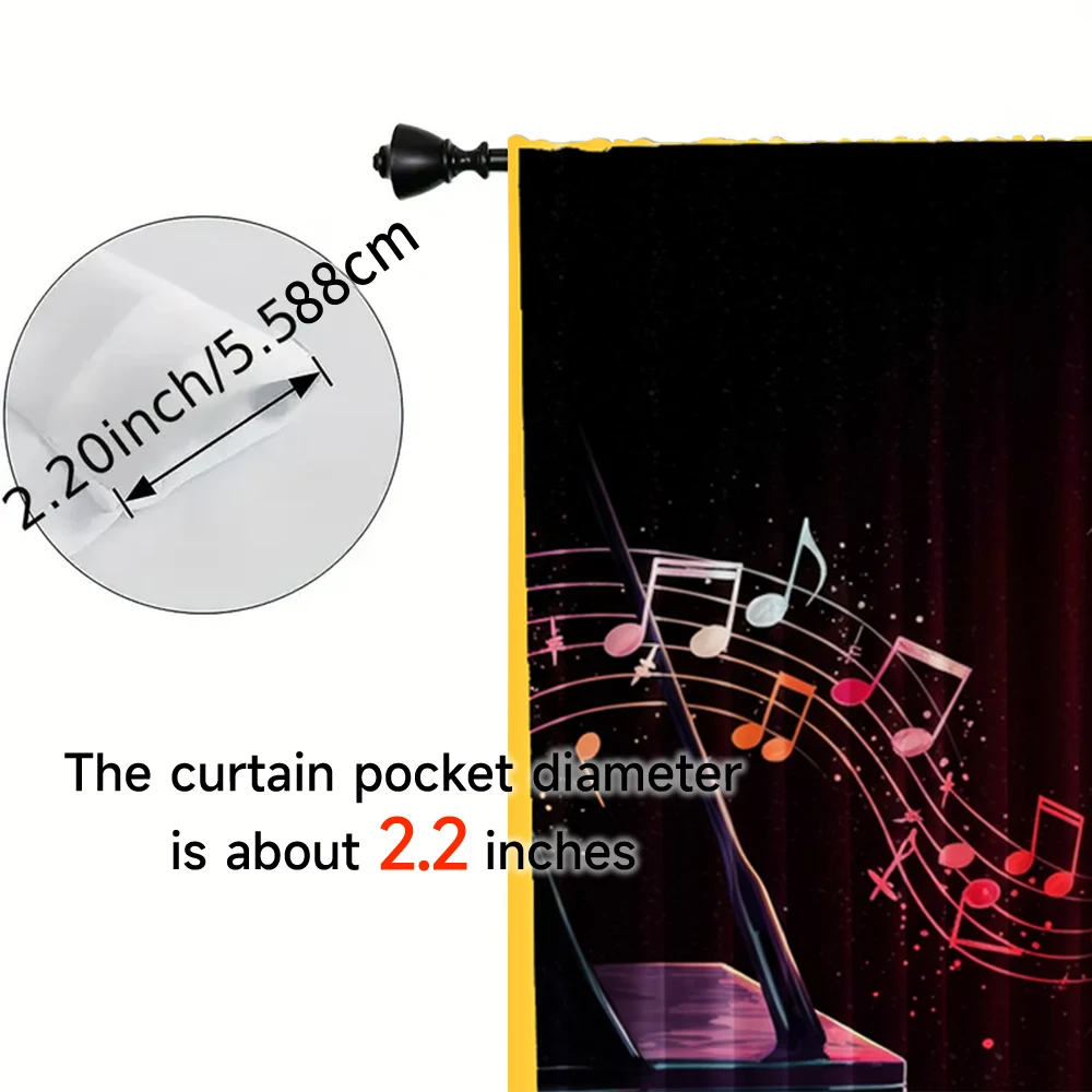 2pcs, spring summer Curtains Lion playing piano Semi-Sheer Curtains Versatile 100% Polyester Gifts Perfect for Bedroom, Office, 5