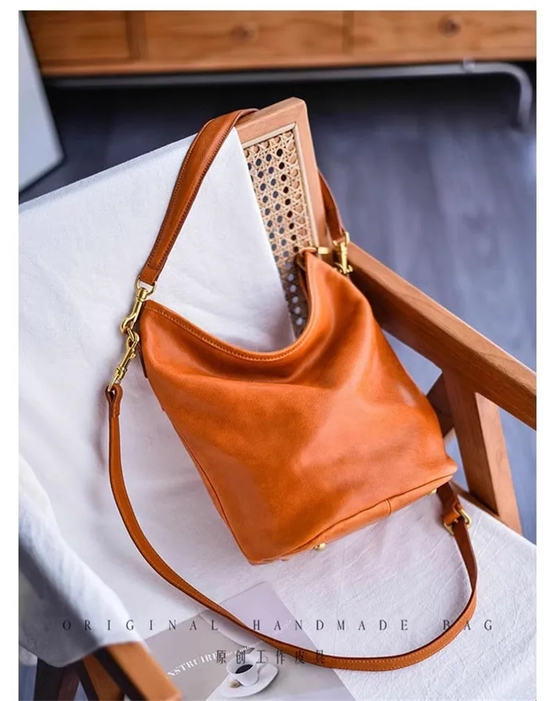 Organizer Designer Luxus Echtleder Damen Bucket Bag Mode Outdoor Wochenend-Party Kuhleder Damen Schultertasche – Detail 5