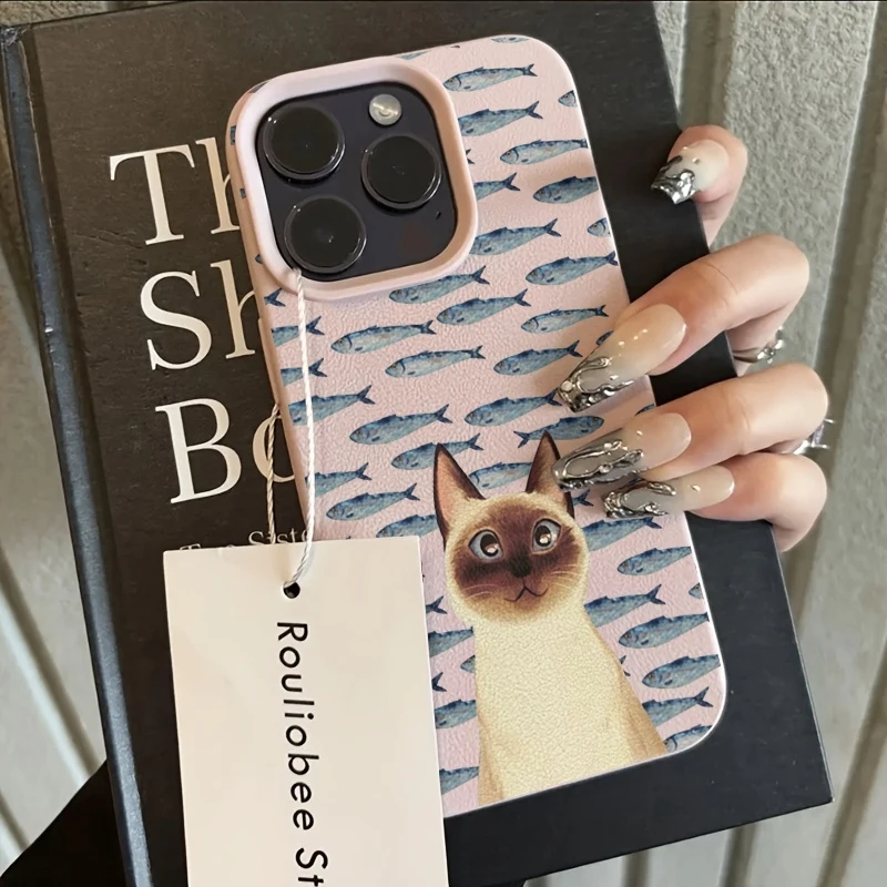 Siamese Cat and Fish Design Phone Case Cover