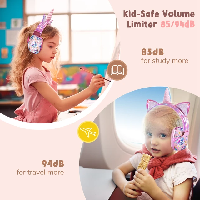Cuffie Per Bambini Con Limitatore Volume 85dB - Cablate Con Microfono, Pieghevoli