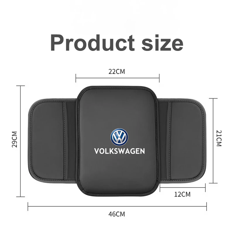 폭스바겐 GTI 폴로 골프 MK6 파사트 B6 티구안 CC 아르테온 제타 ID.3 T-ROC용 자동차 팔걸이 매트 센터 콘솔 가죽 보호 쿠션