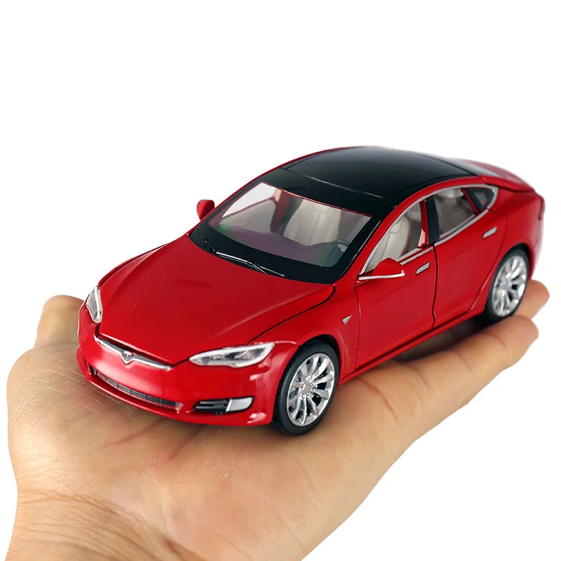 1/32 Tesla Model S 100D SUV Toy Car Model Diecast Alloy Metal Miniature Sound & Light Pull Back 1:32 Collection Gift For Boy Kid 5