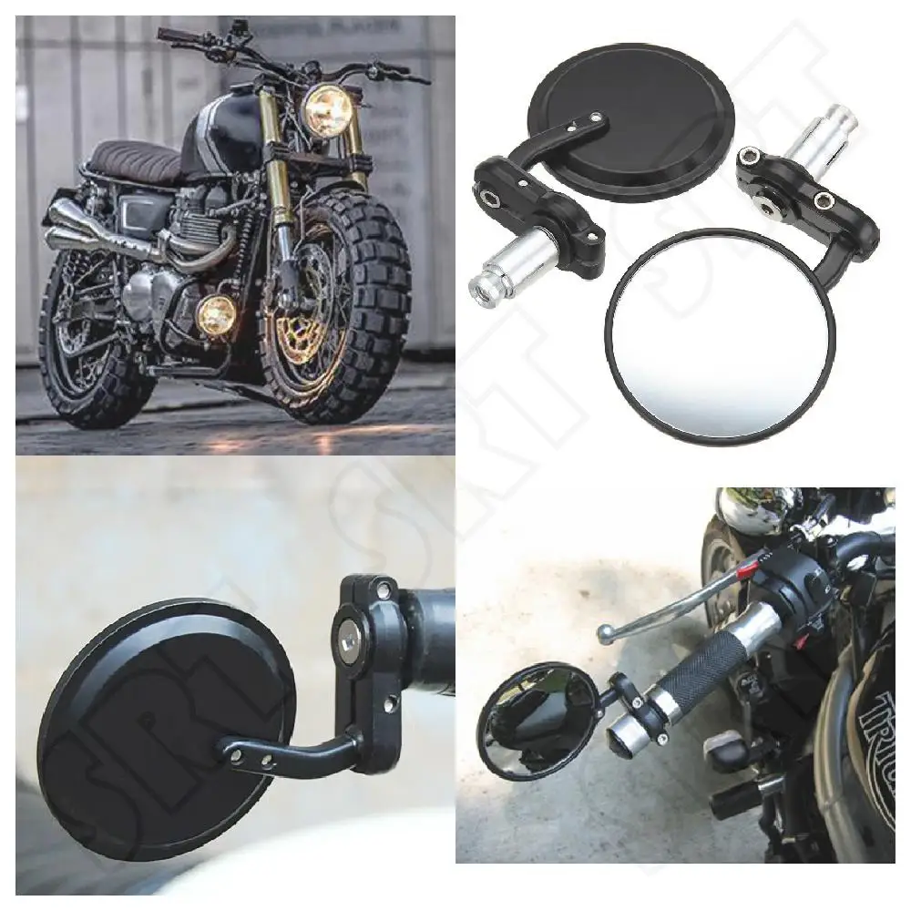 Adatto Per Triumph T120 T100 Cafe Racer Bonneville Bobber Speed Twin Moto 22Mm Manubrio Bar End Specchietti Retrovisori Rotondi