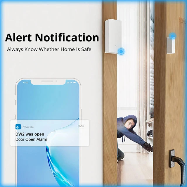SONOFF DW2 WiFi Door Window Sensor EWeLink Smart Home Security Protection Compatible With Alexa Google Home Assistant 2