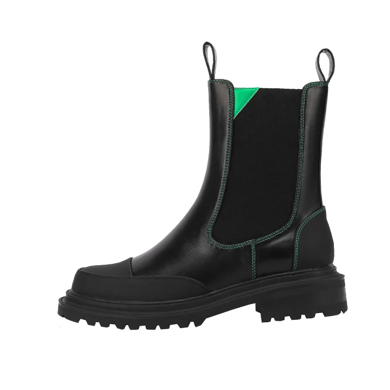 Winter New Chelsea Thick Heel Thick soled Elastic Band Martin Elastic