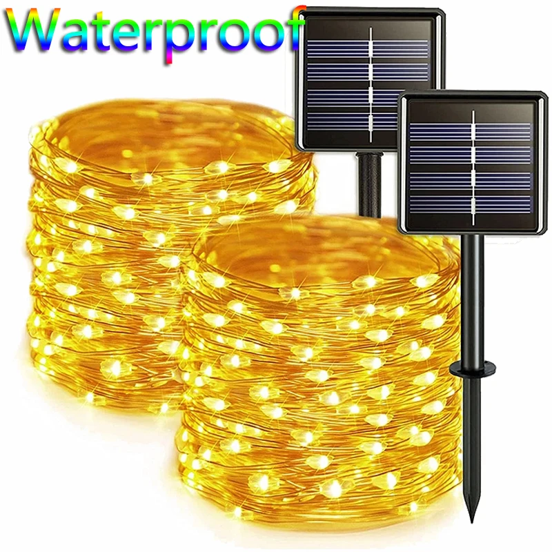 Светодиодная уличная Водонепроницаемая гирлянда на солнечной батарее
