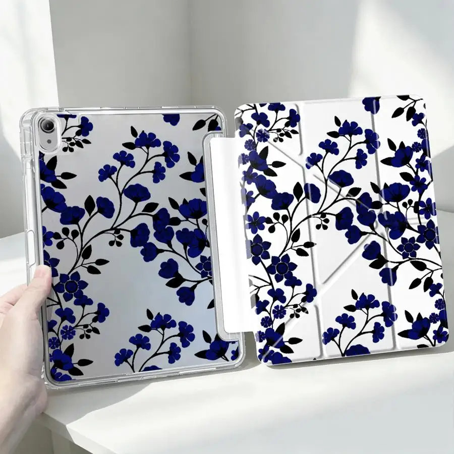 Creative Black and Blue Tablet Case with Pen Slot Cover