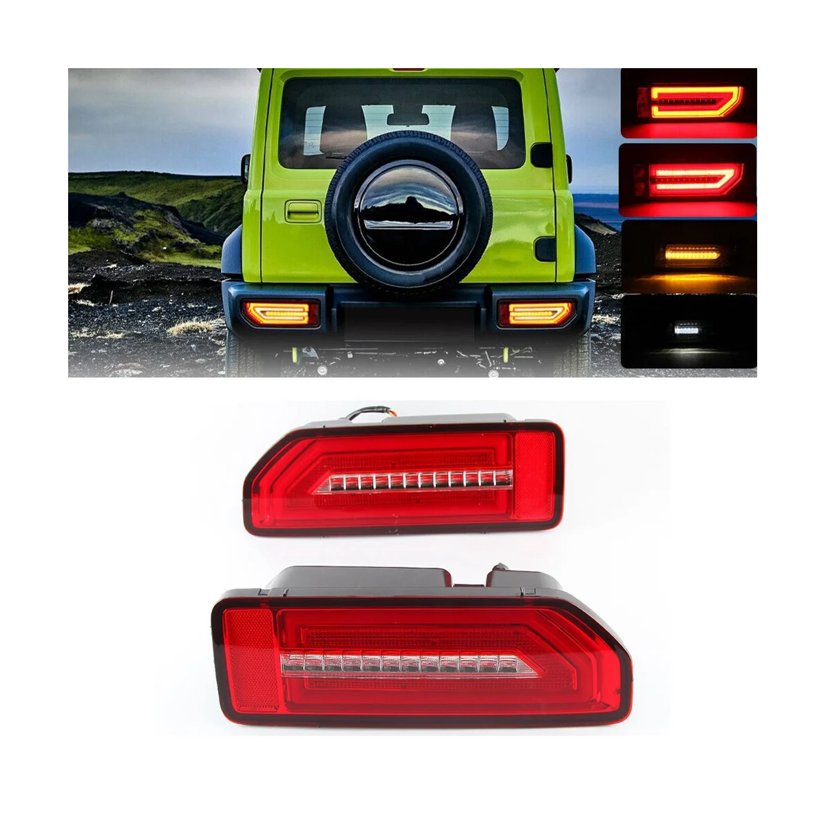 

Car LED Reflector Tail Lamp for Suzuki JIMNY 2019-2021 Taillight Rear Parking Brake Light Flow Turn Signal