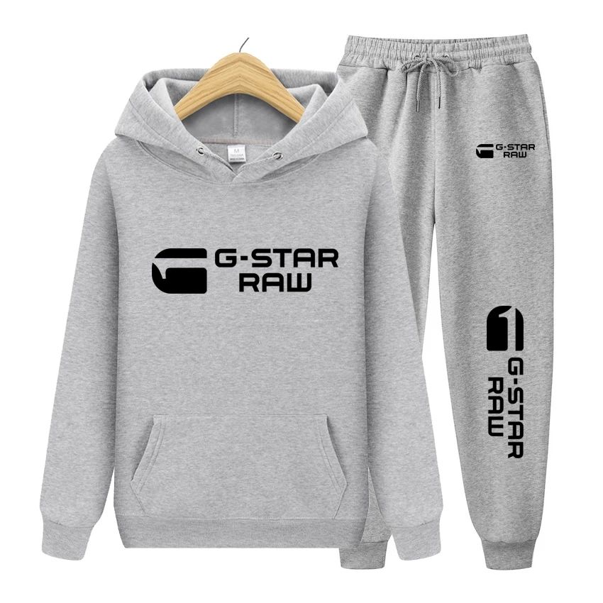

Модная спортивная одежда для бега G-Star, брендовая весенняя одежда 2024 для мужчин и женщин, толстовка с капюшоном и спортивные штаны, костюм, мужской пуловер с капюшоном