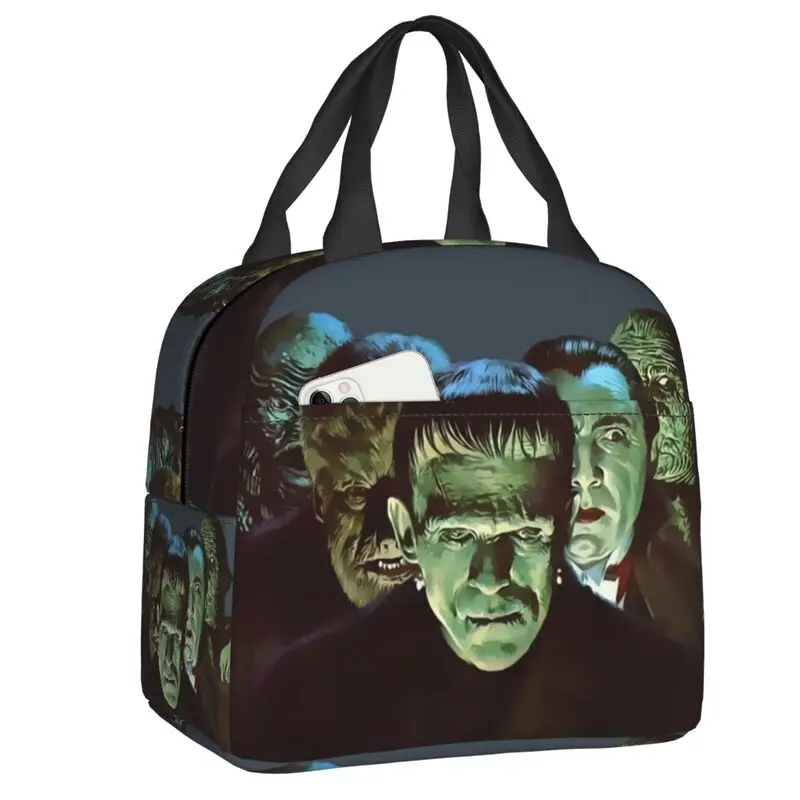 

Gang Of Monsters Insulated Lunch Bag for Portable Bride of Frankenstein Horror Film Cooler Thermal Lunch Tote Office Work School