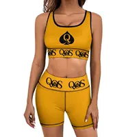 QOS – ensemble d'entraînement 2 pièces pour femmes, short de levage des fesses avec soutien-gorge de sport extensible rembourré, Jogging, Yoga, tenues de gymnastique 3