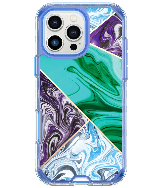 Electroplated 3-in-1 IMD Striped Hard Silicone Case