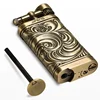 JIFENG Vintage Metal Grinding Wheel Brass Pipe Gas Lighter with Tobacco Pipe Tamper；Gentleman's Cigarette Cigar Butane Lighter 3