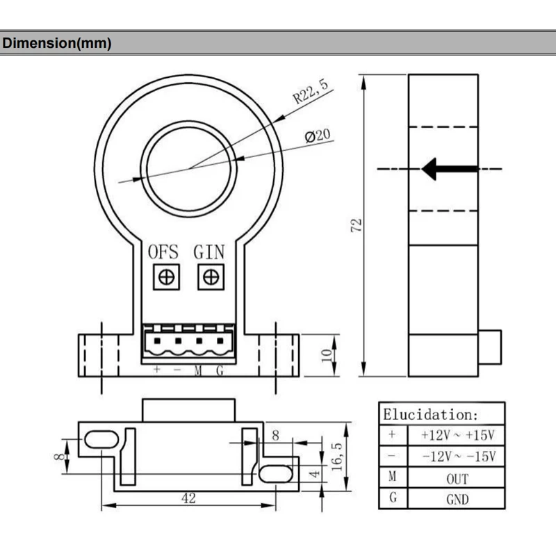 Closed loop hall effect current sensor QNHC6 AC DC 50A 100A 200A 300A Output 4V 5V hall current transducer transform transmitter