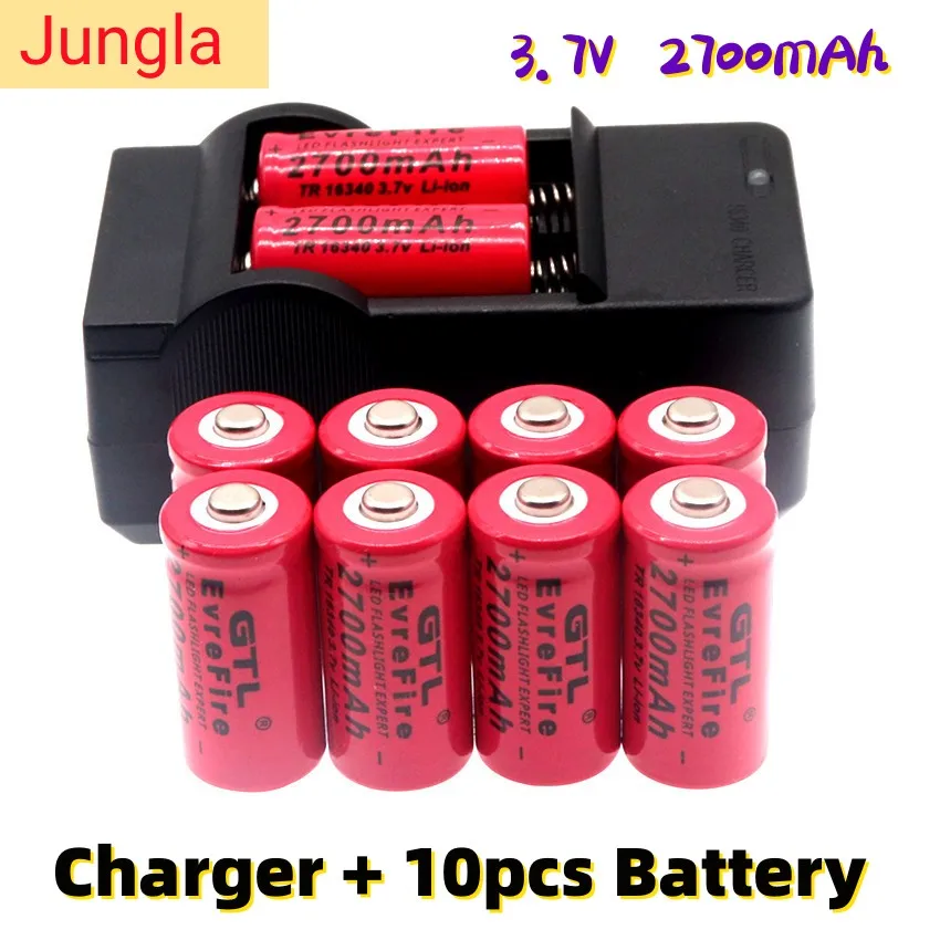 

3.7V 2700mAh Rechargeable Li-ion 16340 Batteries CR123A Battery For LED Flashlight Travel Wall Charger For 16340 CR123A Battery