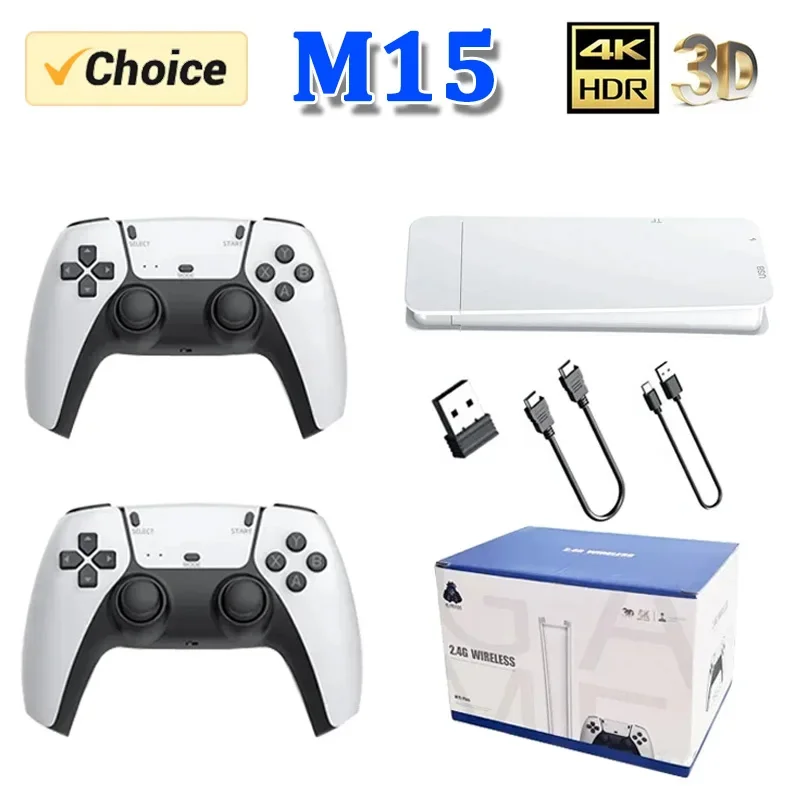 Boyhom M15 Game Stick Mini TV Handheld Game Console Wireless Gamepads Video Game 64G 20000+ Retro Game HD Output Two-player for PS1 Etc
