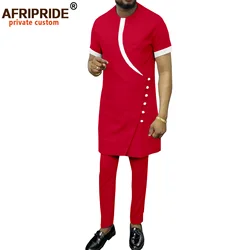 Men Tracksuit African Clothes Dashiki Blouse and Pants 2 Piece Set Ankara Outfits Vintage Shirts Suit Tops Pockets A2116031