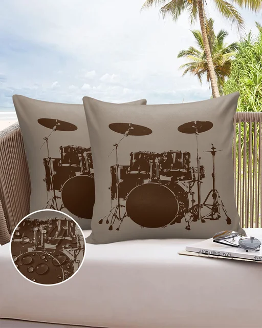 Drum Music Waterproof Pillowcase Decorative Sofa Bed Pillow Cover Home Decor Car Cushion Cover