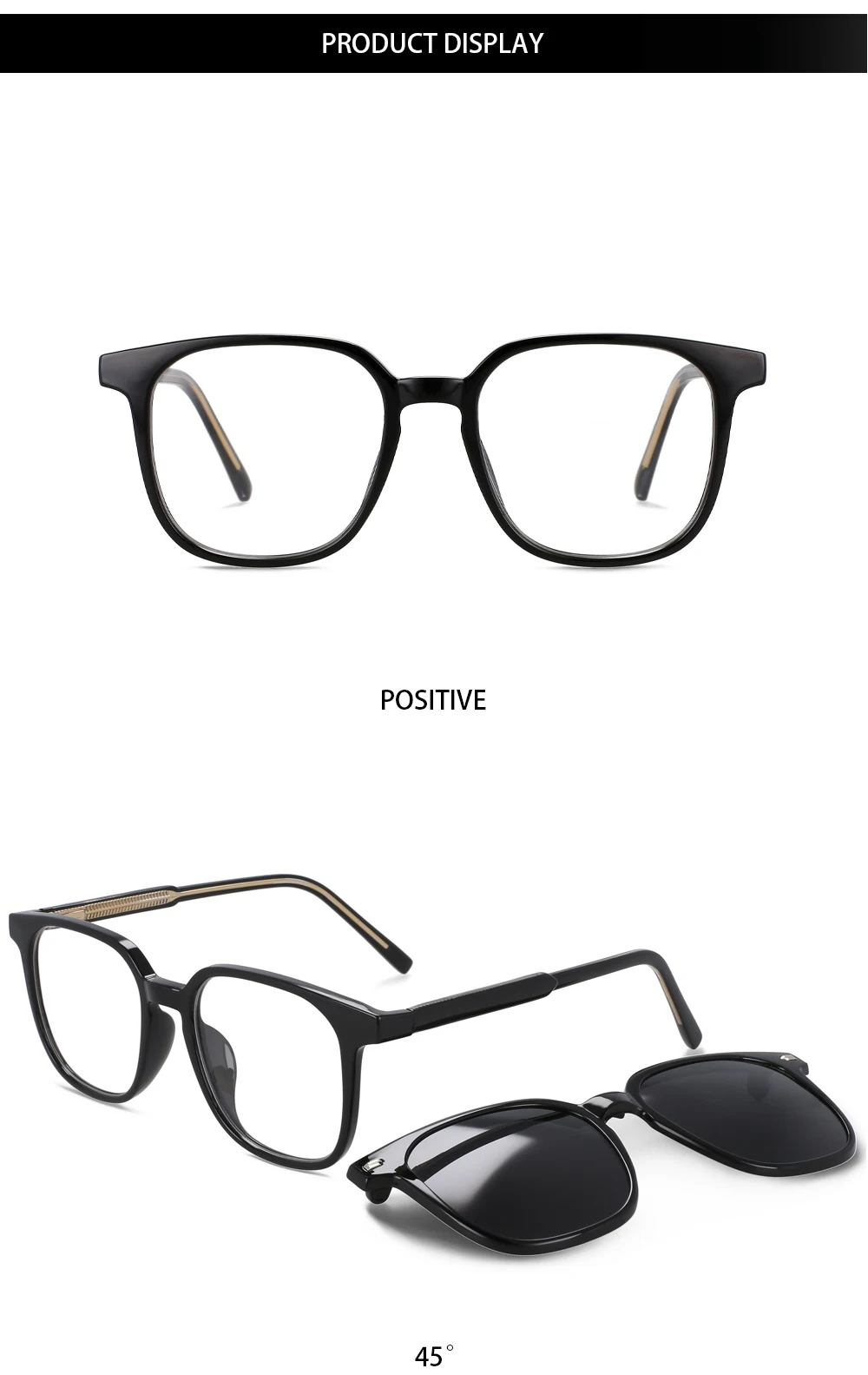 R56532 Damen quadratische Lesebrille 100 ~ 300 polarisierte Magnet clip Frauen Mode presbyopische Brille – Detail 6