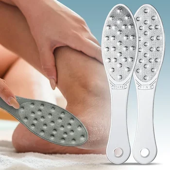 Lima per piedi in acciaio inossidabile Raspa per piedi a doppia faccia Raschietto per tallone Pelle morta Rimozione calli Strumenti professionali per la cura del piede per pedicure 1