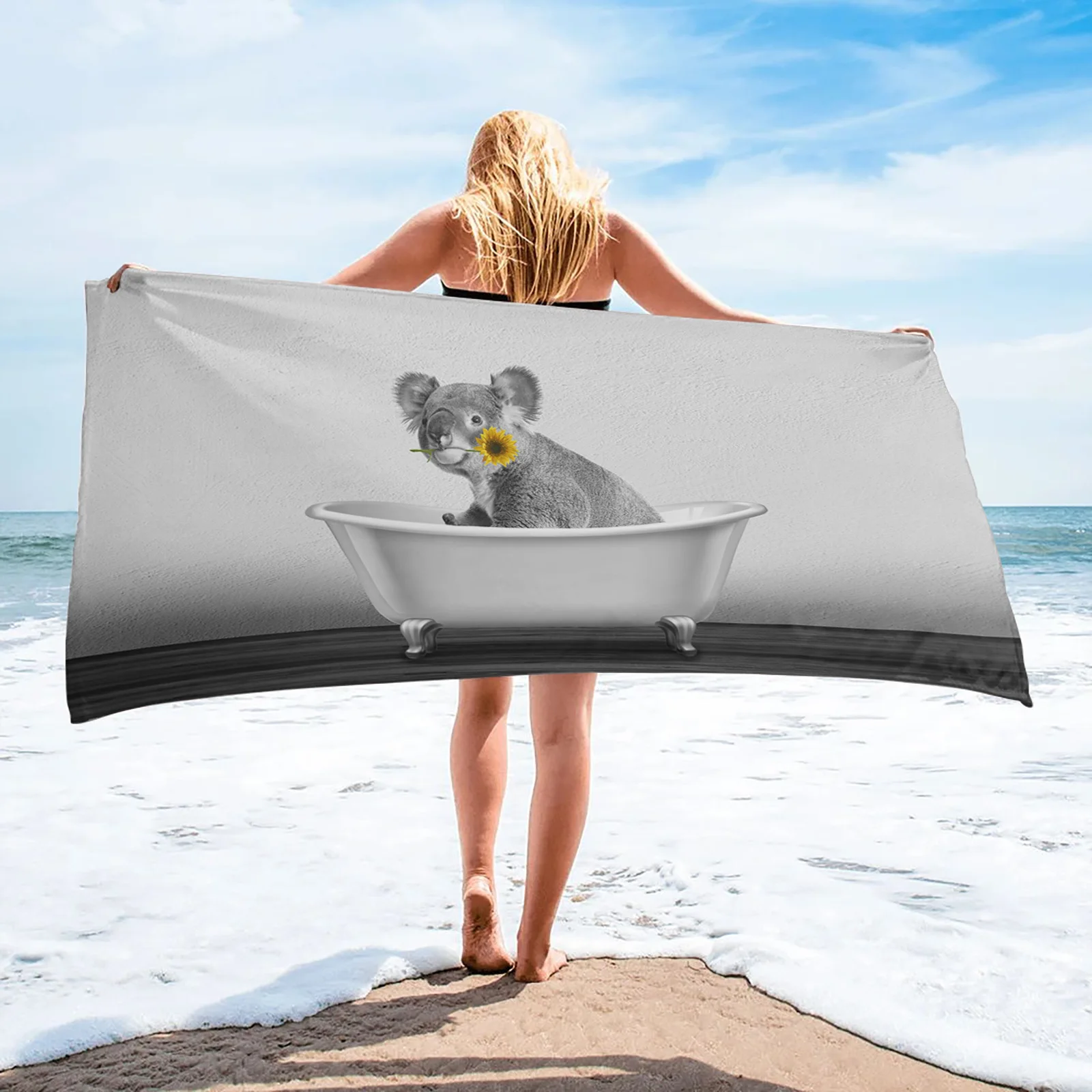 

Sunflower Bathtub Animals Funny Modern Household Beach Towel Quick Dry Fitness Spa Towel Stylish Microfiber Bath Towel for Adult