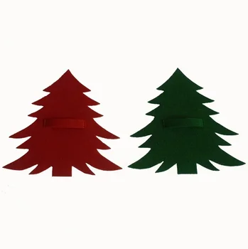 Red and Green Christmas Tree Cutlery Set Knife and fork Mat Table Decoration Items Home Convenience Supplies 2