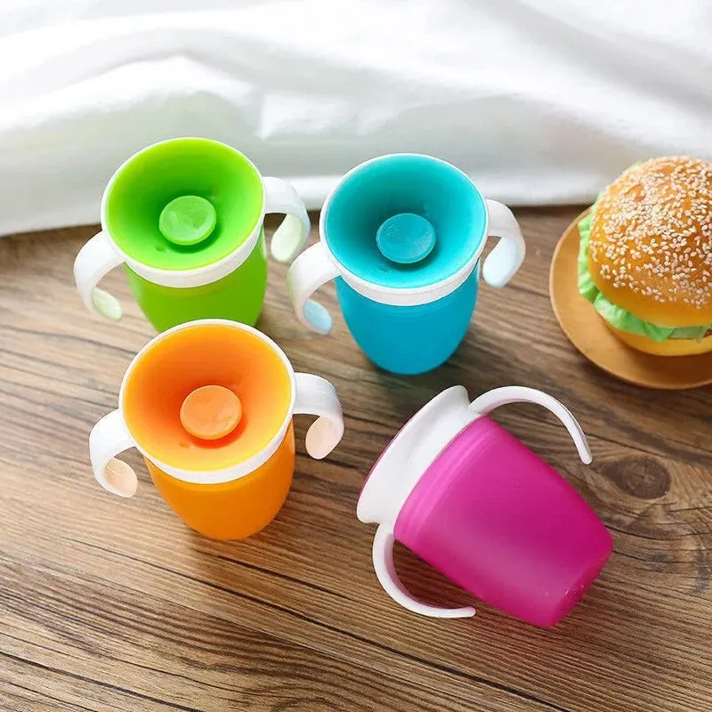 Leakproof 360° Rotating Baby Drinking Cup with Double Handles and Flip Lid