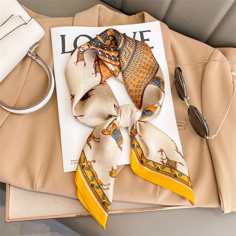 Fashion Print Silk Hairbands Scarf Women 2024 Spring New Elagant Floral Bandana Neck Kerchief Head Bands Foulard Female Scarfs - Image 4