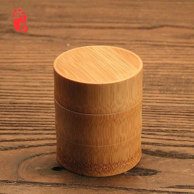 Eco-friendly Jar Portable Tea Canister Lid Handmade Container Round Bamboo Storage Box Holder Tea Art Supplies