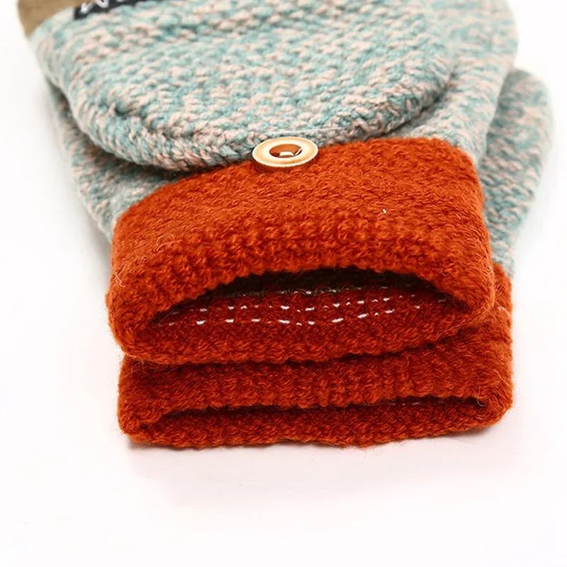 Kid Winter Mitten Baby Warm Knitted Fingerless Gloves for Boys Girls Half Finger Gloves Children Flip Mittens Thicken
