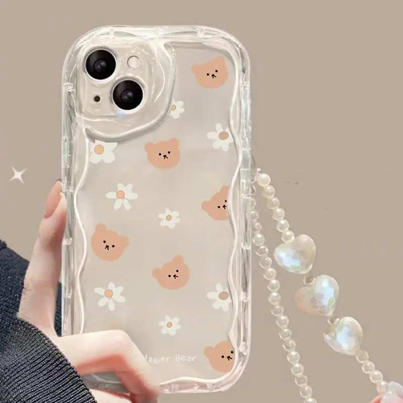 Floral Phone Case with Flower Wrist Strap and Lanyard