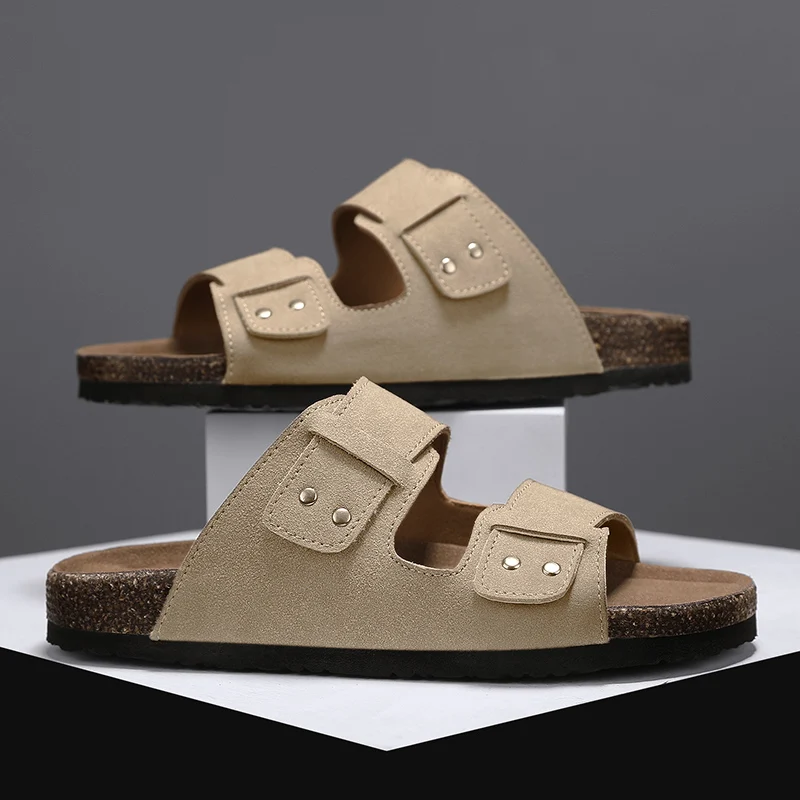 Retro Cork Clogs For Men Breathable Summer Casual Sandals_voghion.com