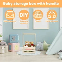 Wood Baby Storage Crate Hamper with Handle Practical Baby Basket Closet Multipurpose Baby Crate Basket Baby Shower Crate Closet 2